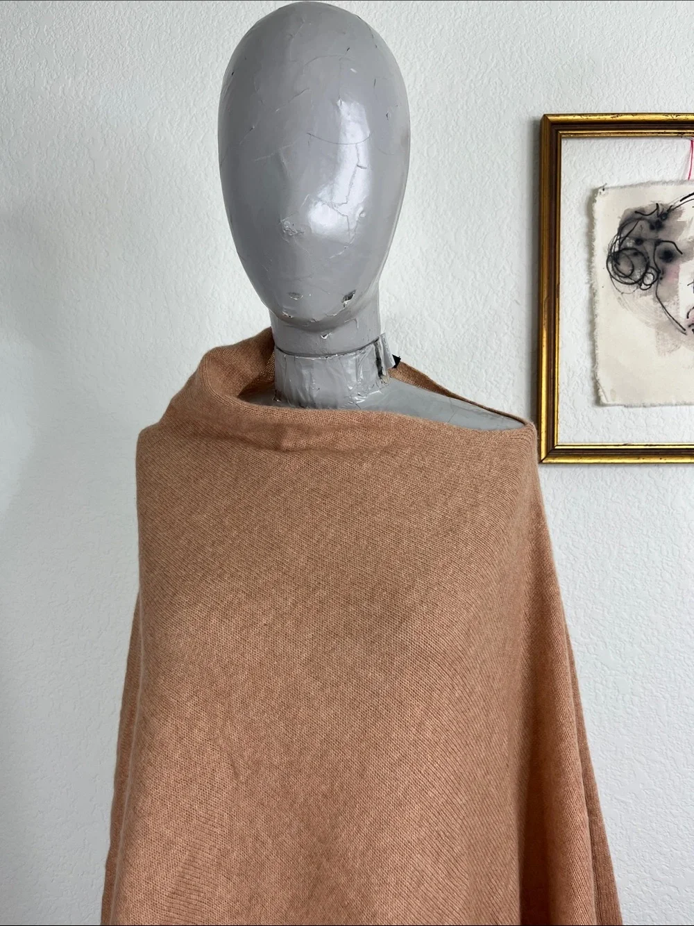 J Crew Cashmere Wool Asymetric Hanky Hem Blend Poncho Cape Birch